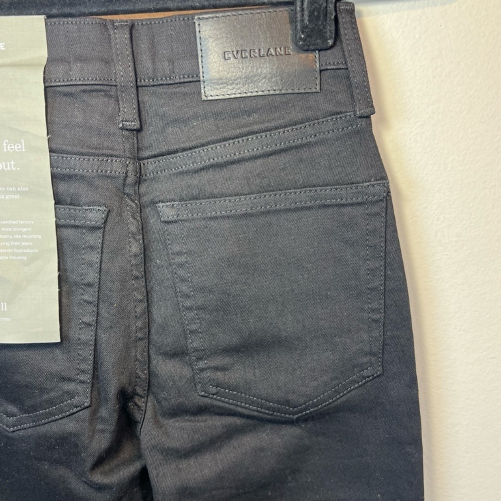 Everlane High Rise Skinny Jeans Black Denim Stretch Classic NEW Women's 23 Tall - Picture 13 of 14